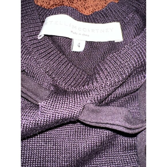 Stella McCartney Womens Silk Blend Dress Size 4 Purple With Bow Detail Made In C - Picture 5 of 9